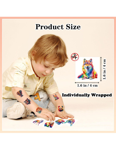 102 Tatuajes Temporales de Animales Acuarelados UVUXO