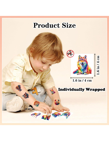 102 Tatuajes Temporales de Animales Acuarelados UVUXO