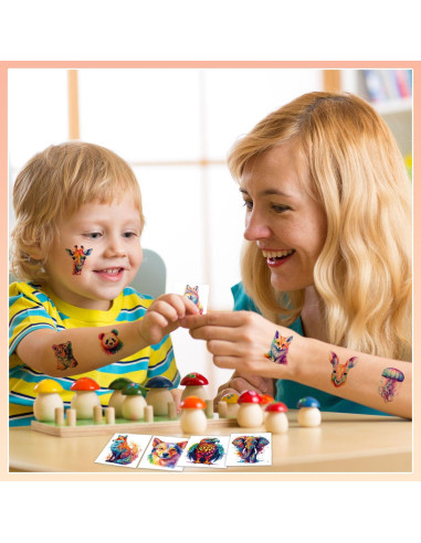 102 Tatuajes Temporales de Animales Acuarelados UVUXO