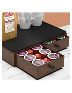 Soporte Organizador para K Cup OCERAVE Madera Nogal 30 Cápsulas