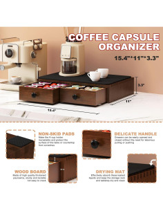 Soporte Organizador para K Cup OCERAVE Madera Nogal 30 Cápsulas 2