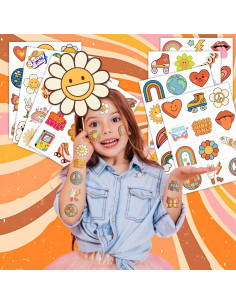 Tatuajes Temporales Pre-Cortados Groovy 70s - 96 Diseños Coloridos 2