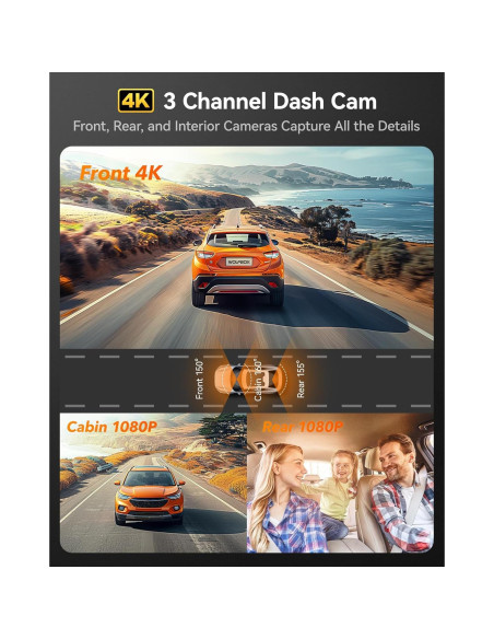 Cámara de Salpicadero WOLFBOX i17 4K + Kit de Cableado USB C