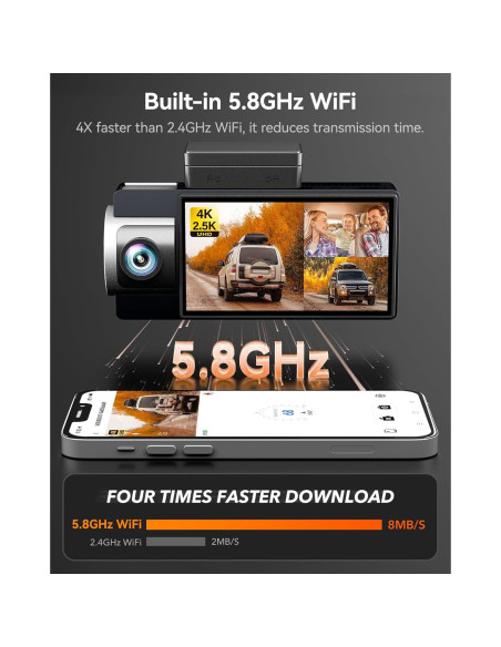 Cámara de Salpicadero WOLFBOX i17 4K + Kit de Cableado USB C