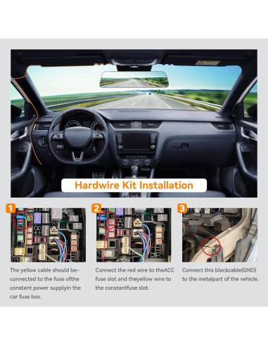 Cámara de Salpicadero WOLFBOX i17 4K + Kit de Cableado USB C