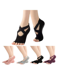 Calcetines Antideslizantes de Pilates y Yoga Pengxiaomei - 4 Pares
