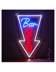 Cartel de Neón Abierto LED JLEWUINH 42x25 cm Verde Rojo Blanco