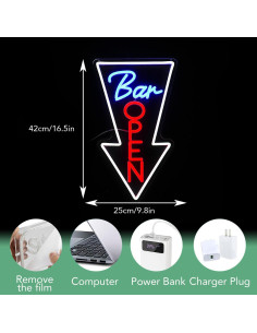 Cartel de Neón Abierto LED JLEWUINH 42x25 cm Verde Rojo Blanco 2