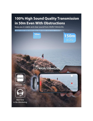 Micrófono Lavalier Inalámbrico SYNCO P1L para iPhone