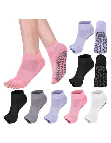Calcetines de Yoga Sin Dedos Jeyiour 5 Pares Antideslizantes