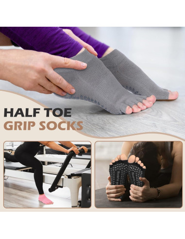 Calcetines de Yoga Sin Dedos Jeyiour 5 Pares Antideslizantes