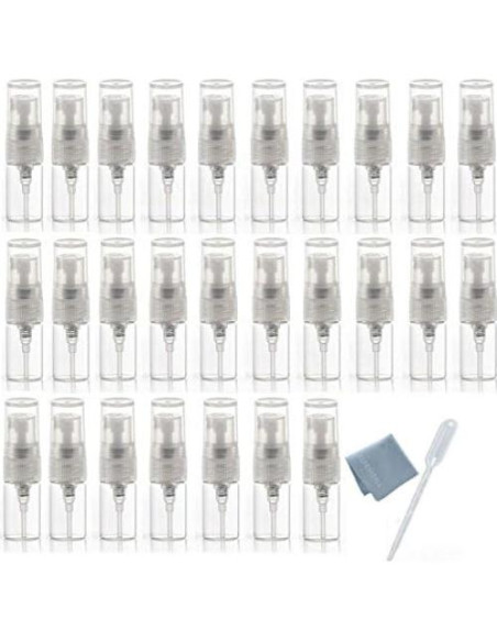 30 Mini Botellas Spray de Vidrio 2ml Elfenstall para Viaje