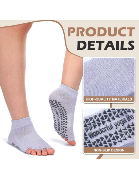 Calcetines de Yoga Sin Dedos Jeyiour 5 Pares Antideslizantes