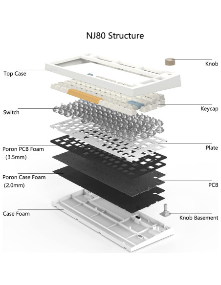 Teclado Mecánico Inalámbrico Keydous NJ80-AP RGB PBT 75%