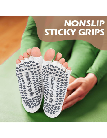 Calcetines de Yoga Sin Dedos Jeyiour 5 Pares Antideslizantes