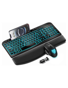 Combo Teclado y Ratón Inalámbrico SABLUTE Ergonómico RGB