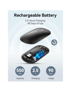 Ratón Inalámbrico TECKNET Bluetooth 5.0/3.0 4000DPI Negro 2