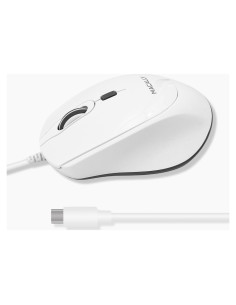 Ratón USB C Macally UCROCKET - Óptico, Silencioso, Blanco