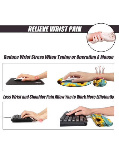 Set Alfombrilla de Ratón y Reposamuñecas Ergonómico Girasol