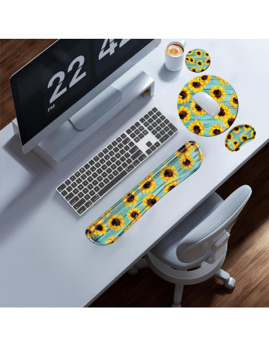 Set Alfombrilla de Ratón y Reposamuñecas Ergonómico Girasol