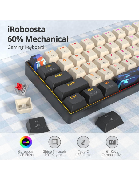 Teclado Mecánico RGB 60% iRoboosta 61 Teclas PBT Antighosting Teclado Mecánico RGB 60% iRoboosta 61 Teclas PBT Antighosting