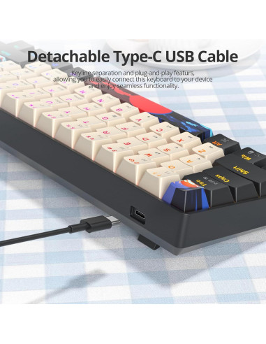 Teclado Mecánico RGB 60% iRoboosta 61 Teclas PBT Antighosting