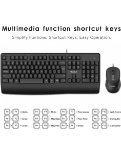 Combo Teclado Ergonómico y Ratón HOU JI USB Con Cable 104 Teclas 2