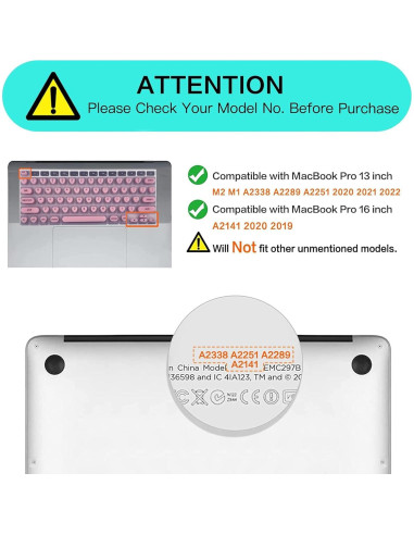 Cubierta de Teclado Rosa WANTHER para Uñas Largas MacBook Pro 13"