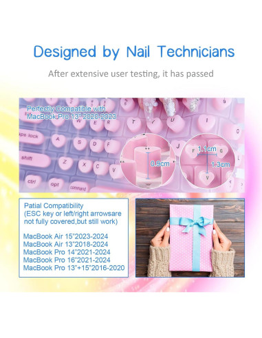 Cubierta de Teclado Rosa WANTHER para Uñas Largas MacBook Pro 13"