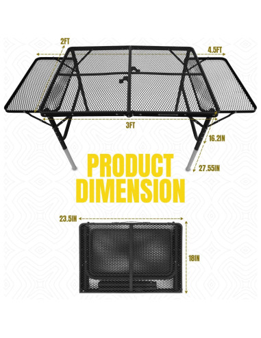 Mesa de Parrilla Plegable AMANTES DEL EXTERIOR 134.9x60 cm