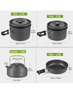 Kit de Utensilios de Cocina Camping Lixada 33 Piezas 4 Personas 2