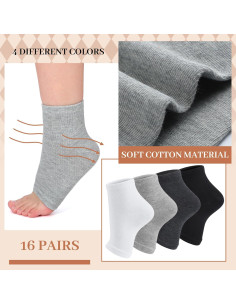 16 Pares de Calcetines de Algodón sin Dedos para Sandalias 2