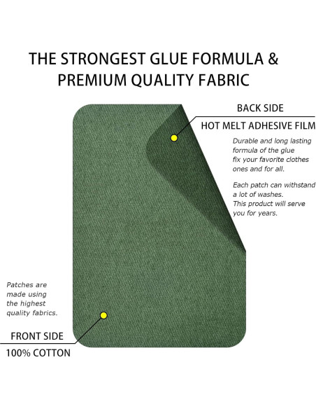 Parches Termoadhesivos Guokuai 12PCS Algodón Verde Militar 7.5x10.5cm