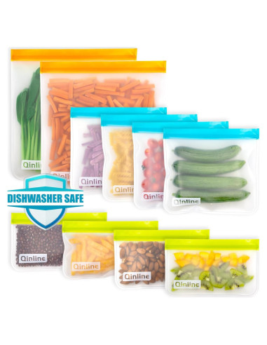 Bolsas de Almacenamiento Reutilizables Qinline - 10 Piezas 2 Galones