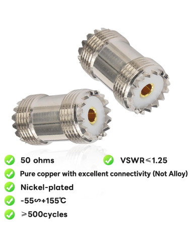 Adaptador UHF hembra a hembra SO239 - 2 piezas - BOOBRIE
