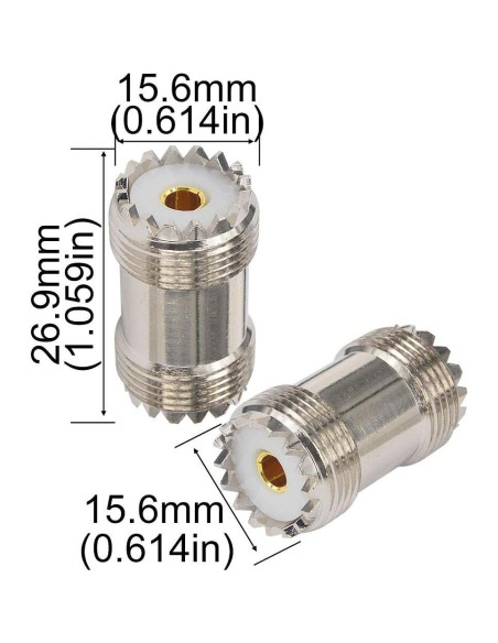 Adaptador UHF hembra a hembra SO239 - 2 piezas - BOOBRIE