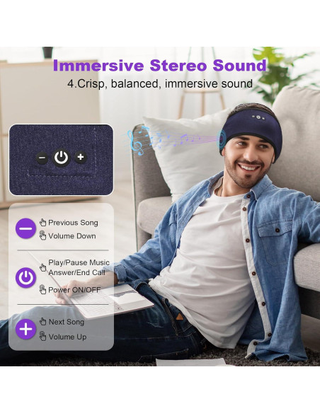 Auriculares Bluetooth para dormir ASIILOVI HF013 Púrpura Auriculares Bluetooth para dormir ASIILOVI HF013 Púrpura