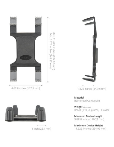 Soporte ARKON Slim-Grip para Tablet Auto y Camión 30.48x15.24cm