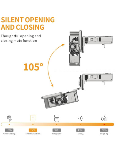 Paquete de 10 bisagras ocultas Chibery 1" cierre suave níquel