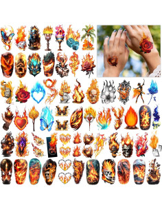 Tatuajes Temporales Metuu Fuego - 77 Hojas para Adultos y Niños 2