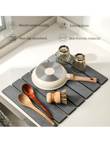 Alfombrilla de Secado Diatomácea MGY 40x30cm Gris Absorbente