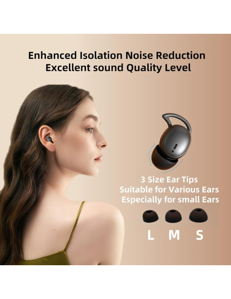 Auriculares M73 para dormir HJX, ultraligeros, 50h batería, negro