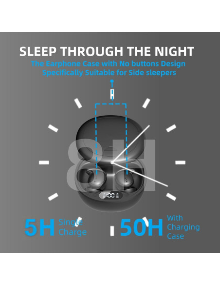 Auriculares M73 para dormir HJX, ultraligeros, 50h batería, negro