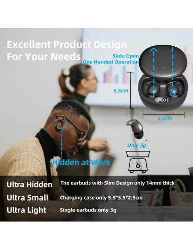 Auriculares M73 para dormir HJX, ultraligeros, 50h batería, negro