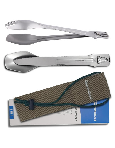 Set de Utensilios de Camping 4 en 1 PortableAnd - Acero Inoxidable