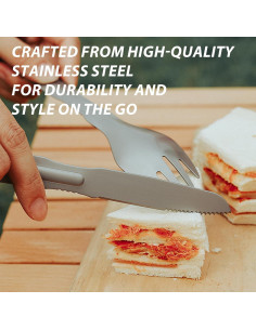 Set de Utensilios de Camping 4 en 1 PortableAnd - Acero Inoxidable 2