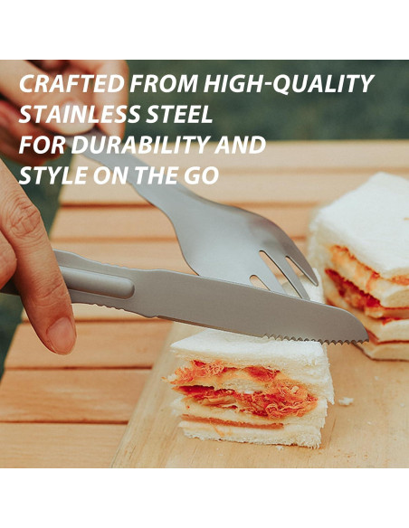 Set de Utensilios de Camping 4 en 1 PortableAnd - Acero Inoxidable