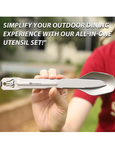 Set de Utensilios de Camping 4 en 1 PortableAnd - Acero Inoxidable