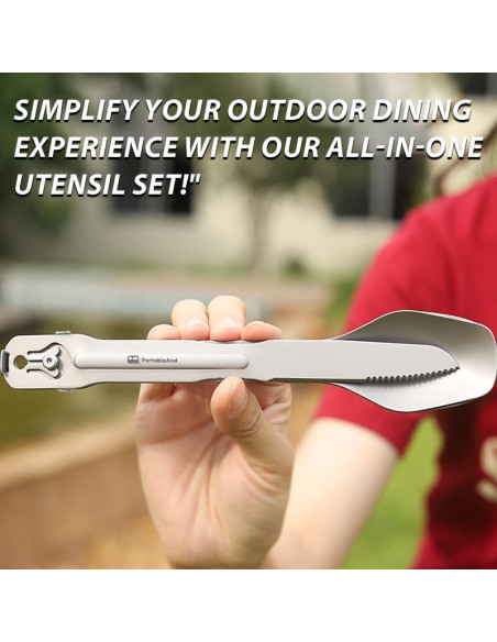 Set de Utensilios de Camping 4 en 1 PortableAnd - Acero Inoxidable