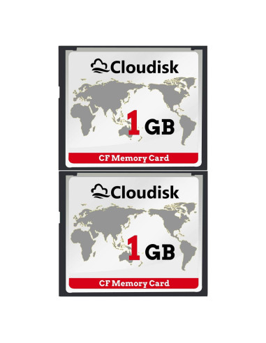 Paquete de 2 Tarjetas Compact Flash 1GB Cloudisk para DSLR